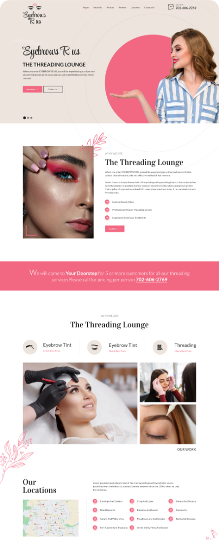 Eyebrows R Us website design